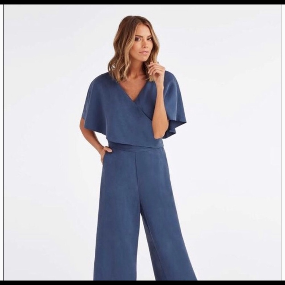 Vetta capsule cape jumpsuit in washed navy